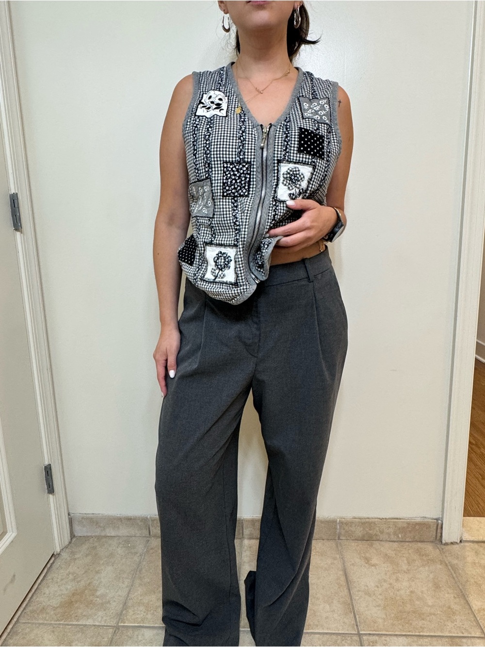 H&M Charcoal Gray High-Rise Wide-Leg Pants